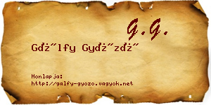 Gálfy Győző névjegykártya
